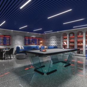 现代台球室3D模型下载